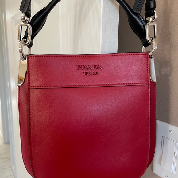 Prada Small Leather Margit Bag Red/Black - Picture 15 of 15